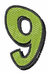 Numeral 9 - 4x4 numeral quick stitch machine embroidery design for cute baby onesies