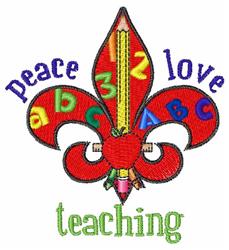 Peace Love Teaching - 4x4 peace sign detailed embroidery design for kitchen aprons