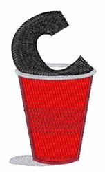 beginner-friendly cup machine embroidery pattern - Red Cup C perfect for kitchen aprons