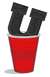 beginner-friendly cup machine embroidery pattern - Red Cup U for reusable tote bags