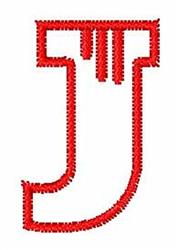 Redwork Block Font J - 4x4 font redwork embroidery design for reusable tote bags