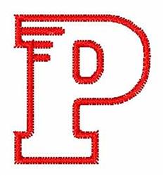 Redwork Block Font P - 4x4 font redwork embroidery design for reusable tote bags