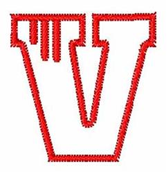 Redwork Block Font V - 4x4 font redwork embroidery design for reusable tote bags