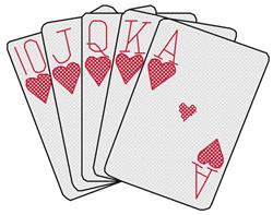 Royal Flush - 5x7 heart detailed machine embroidery design for reusable tote bags