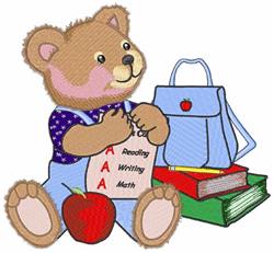 School Bear - bear detailed machine embroidery design for decorative pillow covers