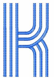 quick stitch case machine embroidery pattern - Striped Upper Case K for decorative pillow covers