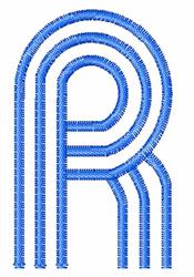 Striped Upper Case R - 4x4 case quick stitch embroidery design for decorative pillow covers