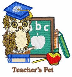 owl detailed machine digital embroidery - Teachers Pet perfect for kitchen aprons