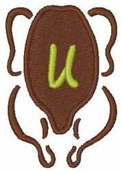 Turkey Font U - 4x4 font quick stitch machine embroidery design for reusable tote bags