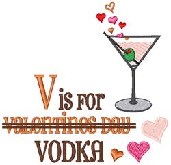 V Is For Vodka - 5x7 heart detailed embroidery design for decorative pillow covers