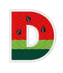 Watermelon Font D - 4x4 font quick stitch machine embroidery design for kitchen aprons