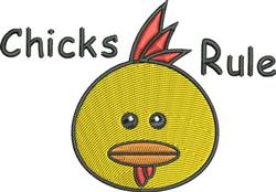 bird detailed machine digital embroidery - Chicks Rule perfect for reusable tote bags