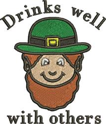 well detailed machine digital embroidery - Drinks Well perfect for reusable tote bags