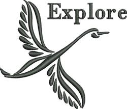 beginner-friendly bird machine embroidery pattern - Explore Bird for reusable tote bags