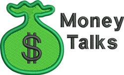 beginner-friendly talk machine embroidery pattern - Money Talks for kitchen tea towels