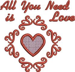 detailed valentine heart machine embroidery pattern - Need Love for reusable tote bags