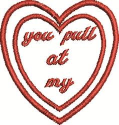 Pull At My Heart - 4x4 heart quick stitch embroidery design for decorative pillow covers