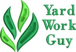 beginner-friendly leaf machine embroidery pattern - Yard Work Guy for kitchen aprons