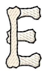 Bones Letter E - 4x4 skull quick stitch embroidery design for Personalized Pet Tags