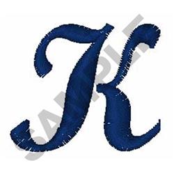 Bold Script Font K - 4x4 font quick stitch embroidery design for cute baby onesies