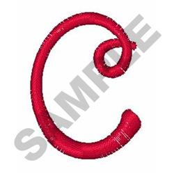 quick stitch script machine embroidery pattern - CURLY SCRIPT C for kitchen tea towels