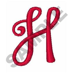 CURLY SCRIPT H - 4x4 script quick stitch embroidery design for cute baby onesies