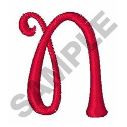 CURLY SCRIPT N - 4x4 script quick stitch embroidery design for reusable tote bags