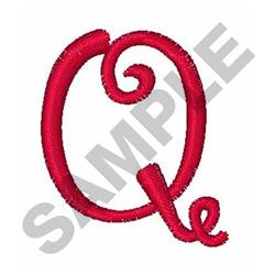 CURLY SCRIPT Q - 4x4 script quick stitch embroidery design for patchwork quilt blocks
