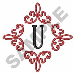 quick stitch monogram machine embroidery pattern - FANCY MONOGRAM U for decorative pillow covers