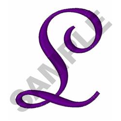 Large Fancy Script L - 4x4 script quick stitch embroidery design for kitchen tea towels