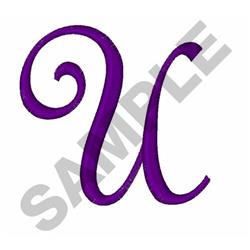 Large Fancy Script U - 4x4 script quick stitch embroidery design for reusable tote bags