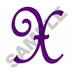 Large Fancy Script X - 4x4 script quick stitch embroidery design for kitchen tea towels