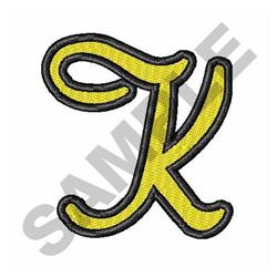detailed letter machine embroidery pattern - Script Letter K for kitchen tea towels
