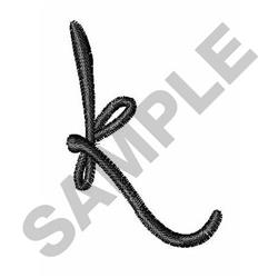 Script Letter k - 4x4 letter quick stitch embroidery design for Childrens Clothing