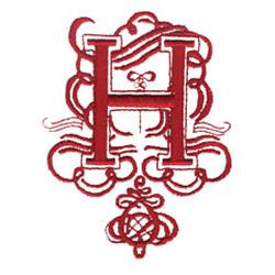 SCROLL H - 4x4 scroll detailed machine embroidery design perfect for kitchen tea towels