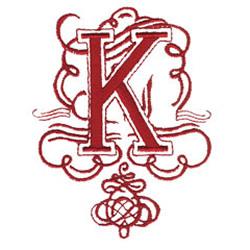 SCROLL K - 4x4 scroll beginner-friendly embroidery design for kitchen tea towels