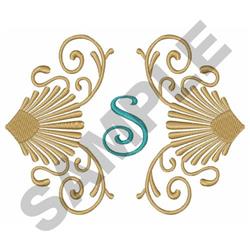 SCROLLS AND SHELLS S - 4x4 shell detailed embroidery design for reusable tote bags