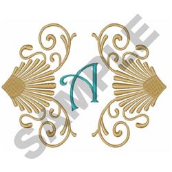 SHELLS AND SCROLLS A - 4x4 scroll detailed embroidery design for reusable tote bags