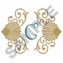 scrolls, detailed machine embroidery - SHELLS AND SCROLLS, C for patchwork quilt blocks