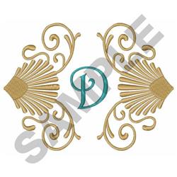 SHELLS AND SCROLLS D - 4x4 scroll detailed embroidery design for reusable tote bags