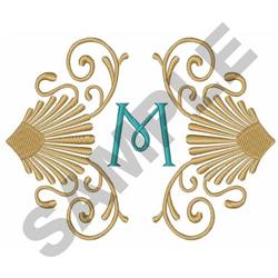 SHELLS AND SCROLLS M - 4x4 scroll detailed embroidery design for decorative pillow covers