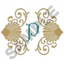 SHELLS AND SCROLLS P - 4x4 scroll detailed embroidery design for reusable tote bags