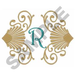 scroll detailed machine embroidery - SHELLS AND SCROLLS R for kitchen tea towels