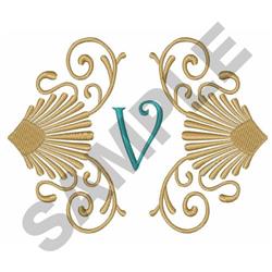 SHELLS AND SCROLLS V - 4x4 scroll detailed embroidery design for patchwork quilt blocks