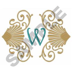 detailed scroll machine embroidery pattern - SHELLS AND SCROLLS W for kitchen tea towels