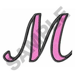 beginner-friendly script machine embroidery pattern - Two Color Script M for kitchen aprons