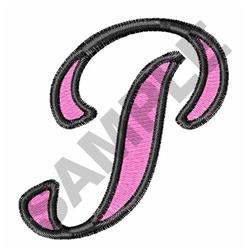 quick stitch script machine embroidery pattern - Two Color Script P for kitchen tea towels