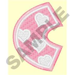Upper Case C - 4x4 heart quick stitch machine embroidery design for Party Favors