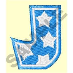 beginner-friendly star machine embroidery pattern - Upper Case J for reusable tote bags