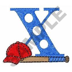 Upper Case X - 4x4 bat quick stitch machine embroidery design for Baseball Caps